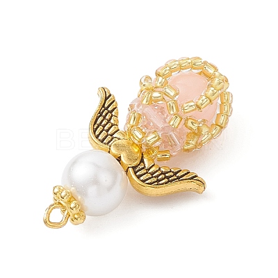 Luminous Handmade Glass Seed Beaded Angel Pendants PALLOY-MZ00963-02-1