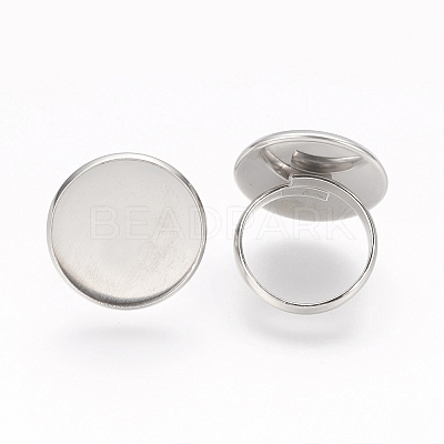 Tarnish Resistant Adjustable 304 Stainless Steel Finger Rings Components STAS-E144-026-20mm-1