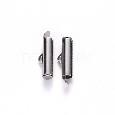 Non-Tarnish 304 Stainless Steel Slide On End Clasp Tubes X-STAS-S115-01E-P-1