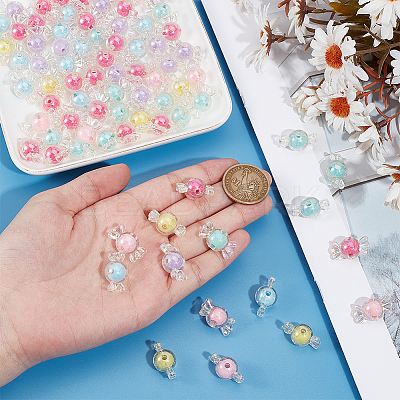 100Pcs Transparent Acrylic Beads TACR-SP0001-19-1