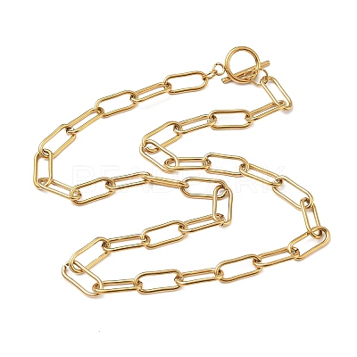 304 Stainless Steel Paperclip Chains Necklaces NJEW-Z102-02G-1