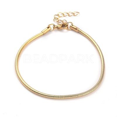 Ion Plating(IP) 304 Stainless Steel Round Snake Chain Bracelets BJEW-O186-08B-G-1