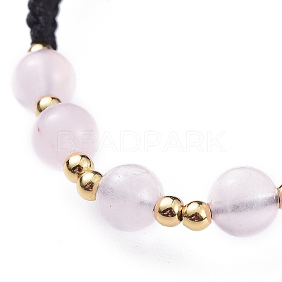 Adjustable Natural Rose Quartz Braided Bead Bracelets BJEW-JB04599-02-1