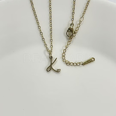 304 Stainless Steel Letter Pendant Necklaces NJEW-WH0027-04K-G-NR-1