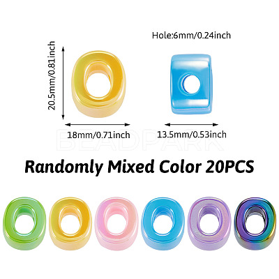20Pcs UV Plating Opaque Acrylic European Beads OACR-TADJ0001-16O-1