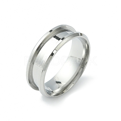 201 Stainless Steel Grooved Finger Ring Settings STAS-TAC0001-10D-P-1