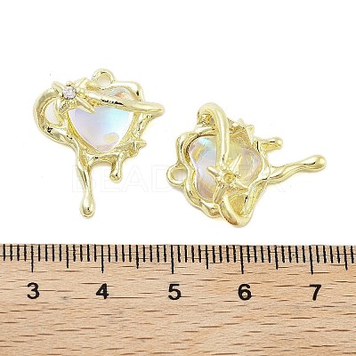 Rack Plating Alloy Glass Pendants FIND-Z054-03G-1