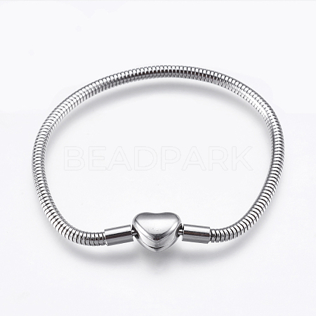 304 Stainless Steel European Style Round Snake Chains Bracelet Making STAS-I097-004C-P-1