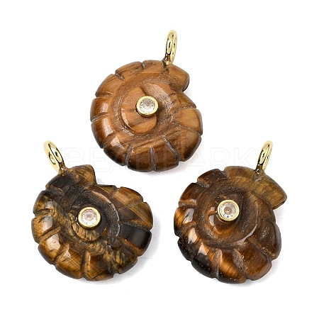 Natural Tiger Eye Carved Pendants G-C282-01O-1