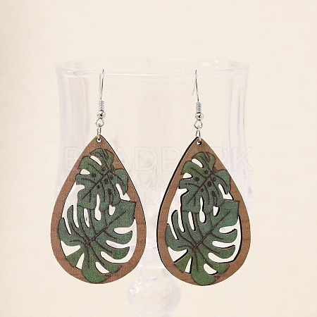 Wood Dangle Earrings for Women WG26A13-03-1