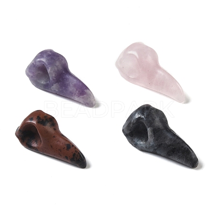 Natural Mixed Gemstone Carved Beak Figurines DJEW-M015-12-1