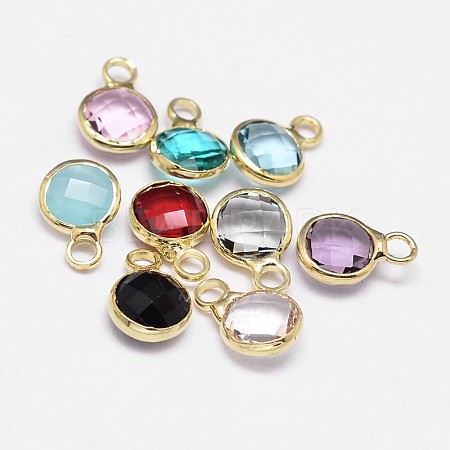 Glass Flat Round Charm KK-L091-M-1