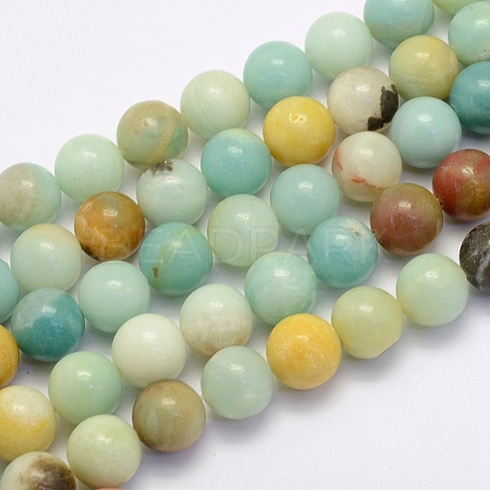 Natural Flower Amazonite Beads Strands X-G-G697-F06-8mm-1
