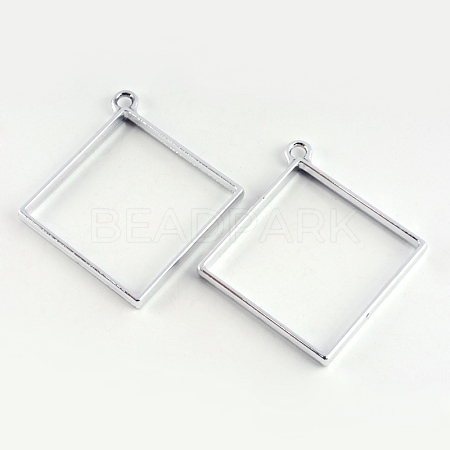 Rack Plating Alloy Rhombus Open Back Bezel Pendants LS-PALLOY-S047-22D-FF-1