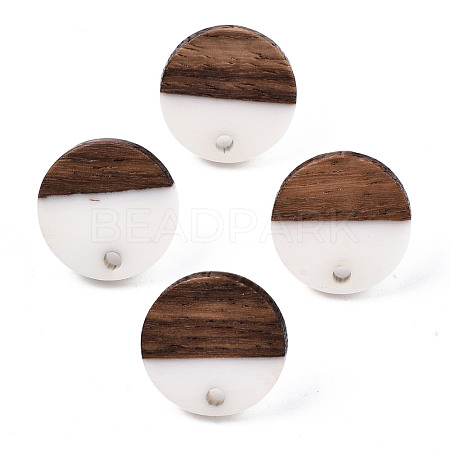 Opaque Resin & Walnut Wood Stud Earring Findings MAK-N032-008A-B06-1