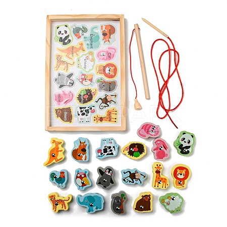 Wooden Magnetic Fishing Games AJEW-D066-01E-1