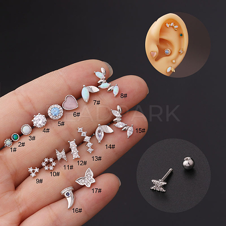 Stainless Steel Clear Cubic Zirconia Cartilage Earrings WG8423D-08-1