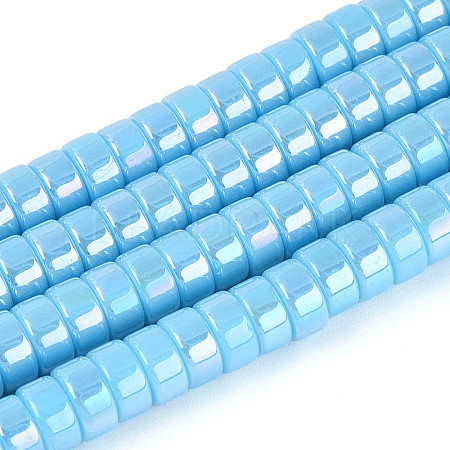 AB Color Plated Opaque Glass Beads Strands GLAA-T026-3x6mm-P06-1