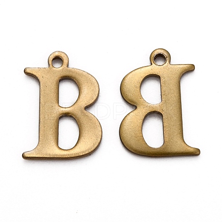 304 Stainless Steel Alphabet Charms STAS-H122-B-AB-1