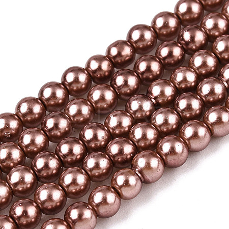 Baking Paint Pearlized Glass Pearl Round Bead Strands HY-Q003-4mm-92-1