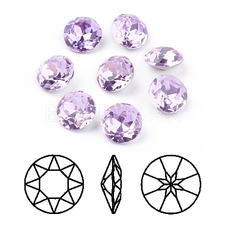 Pointed Back & Back Plated Glass Rhinestone Cabochons RGLA-J012-10mm-371-1