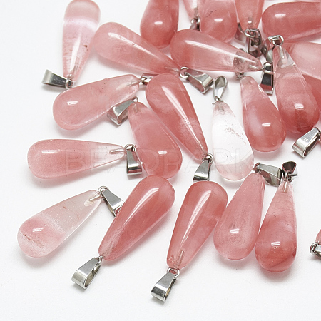 Cherry Quartz Glass Pendants G-T081-19-1