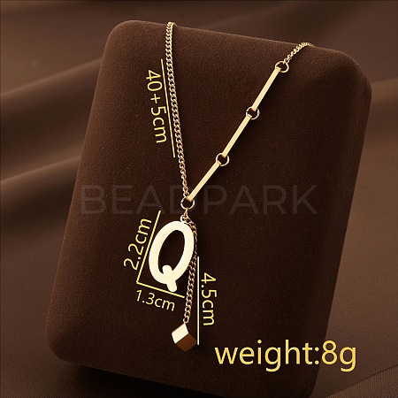304 Stainless Steel Initial Pendant with Dice Tassel Necklaces FS-WGD823D-17-1