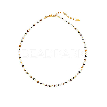 Natural Tiger Eye Beaded Necklace PM6114-1-1