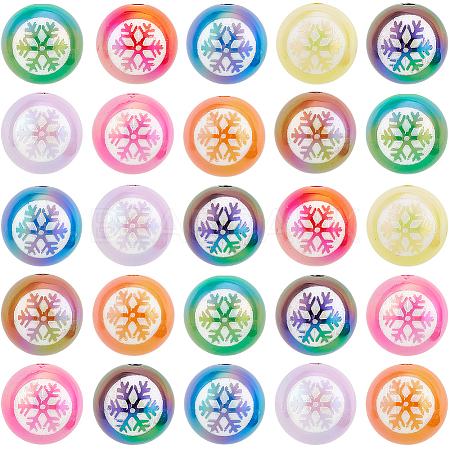 50Pcs UV Plating Opeque Acrylic Beads MACR-SC0001-51B-1