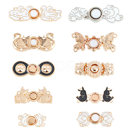 SUPERFINDINGS 10 Sets 10 Style Alloy Enamel Adjustment Waist Tightener Buckle Buttons FIND-FH0005-37-1