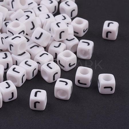 Acrylic Horizontal Hole Letter Beads PL37C9308-J-1