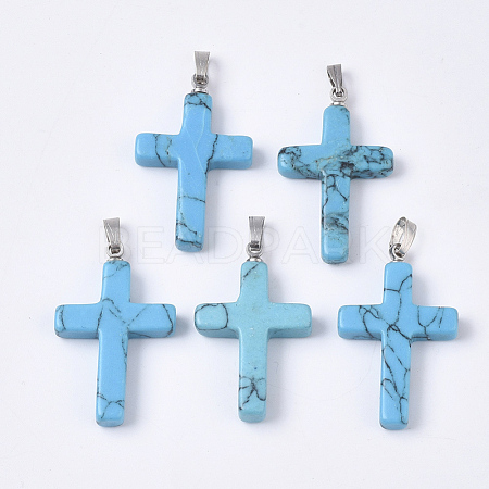 Synthetic Turquoise Pendants G-S358-001A-1