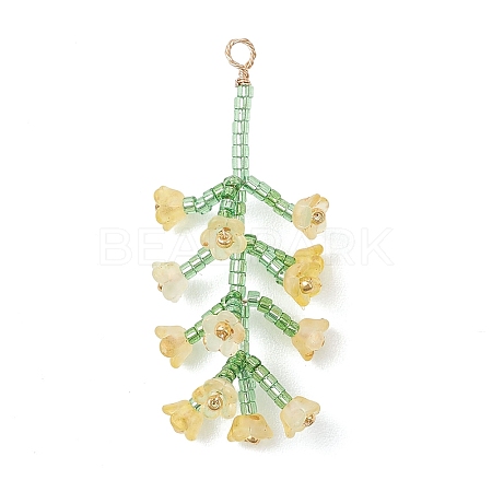 Glass Seed Beaded Flower Big Pendants PALLOY-MZ01184-02-1