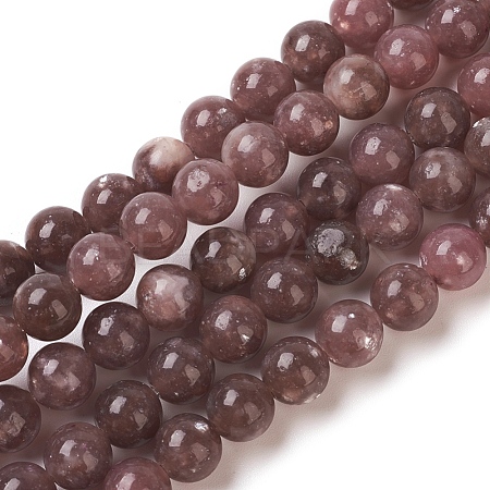 Natural Lepidolite/Purple Mica Beads Strands G-G770-04-4mm-1