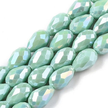 Opaque Solid Color Electroplate Glass Beads Strands EGLA-N013-P8mm-B14-1