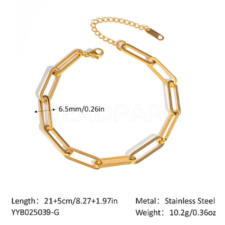 European Style 304 Stainless Steel Paperclip Chains Bracelet for Women LS-HM2215-11-1