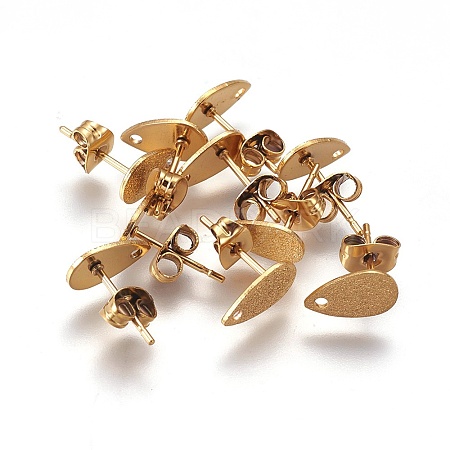 Ion Plating(IP) 304 Stainless Steel Stud Earring Findings LS-STAS-O119-12B-G-1