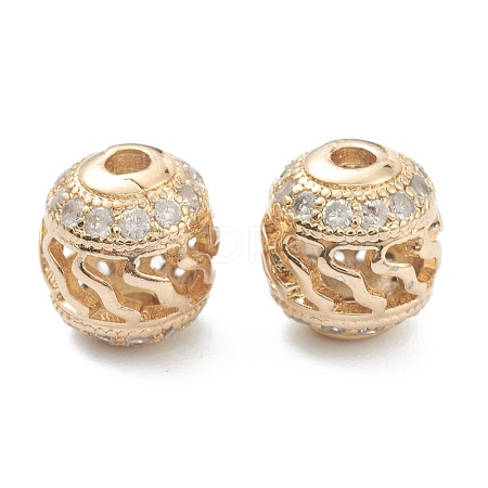 Brass Micro Pave Clear Cubic Zirconia Beads ZIRC-O042-04G-1