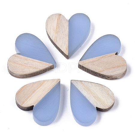 Resin & Wood Two Tone Cabochons RESI-R425-04A-1