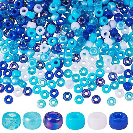 1200Pcs 2 Style 3 Colors Mixed Effect Acrylic European Beads OACR-SZ0001-28-1