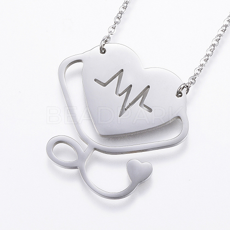 304 Stainless Steel Pendant Necklaces NJEW-H439-15P-1