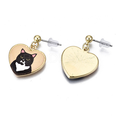 Alloy Kitten Dangle Stud Earrings EJEW-G148-27G-01-1