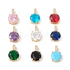 Brass Cubic Zirconia Pendants KK-E005-37G-1