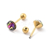 2 Pairs 2 Colors Real 14K Gold Plated 304 Stainless Steel Rhinestone Stud Earrings EJEW-P258-08G-3
