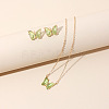 Butterfly Acrylic Rhinestone with Iron Pendant Necklaces & Stud Earrings Sets for Women WGFFCAF-07-2