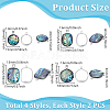 8Pcs 4 Styles 304 Stainless Steel Pave Natural Paua Shell Pendants STAS-UN0063-81-3
