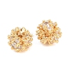 Brass Micro Pave Clear Cubic Zirconia Beads KK-A298-01G-2