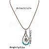 Bohemian Alloy Resin Floral Teardrop Pendant Waxed Leather Cord Necklaces for Women WG78C8D-01-5