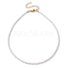 3mm Rond Natural Shell Pearl Beaded Necklace for Women NJEW-JN05077-4