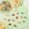50Pcs 10 Colors Baking Paint and Golden Metal Enlaced Glass Beads DGLA-TA0001-64-5